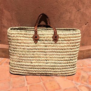 panier de plage pour l'été en feuilles de palmier et cuir fait à la main marque flo and jouls flo&jouls