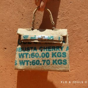 sac à main femme imprimé en toile de jute fait à la main par nos artisans a marrakech marque flo and jouls flo&jouls