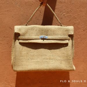 sac à main femme imprimé en toile de jute fait à la main par nos artisans a marrakech marque flo and jouls flo&jouls