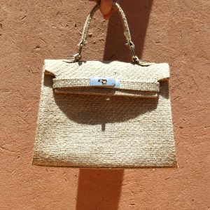Le sac cabas XXL, l'Original Corail/Jean bleu chiné - Les ateliers Lysac