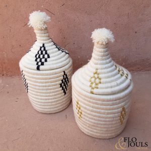 boites panieres coffres en feuilles de palmier et laine fait a la main a marrakech marque flo and jous flo&jouls