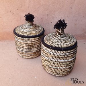 boites panieres coffres en feuilles de palmier et laine fait a la main a marrakech marque flo and jous flo&jouls